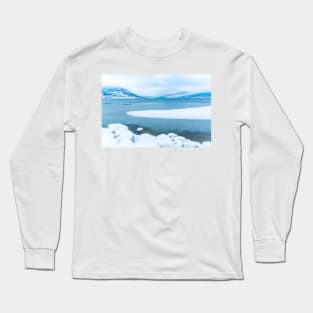 Ice and Snow on Okanagan Lake and Mountains Long Sleeve T-Shirt